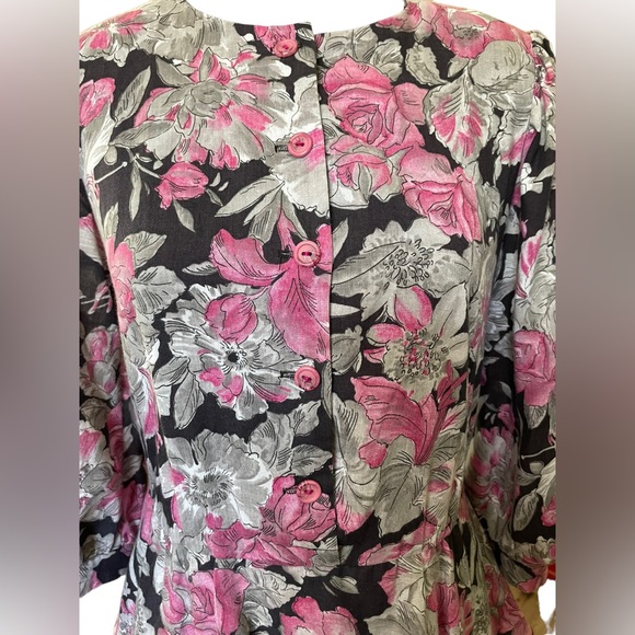 CGJ Vintage 80s Witchy Whimsygoth Artsy Grunge Floral Layered Ruffle Midi Dress - Picture 2 of 7